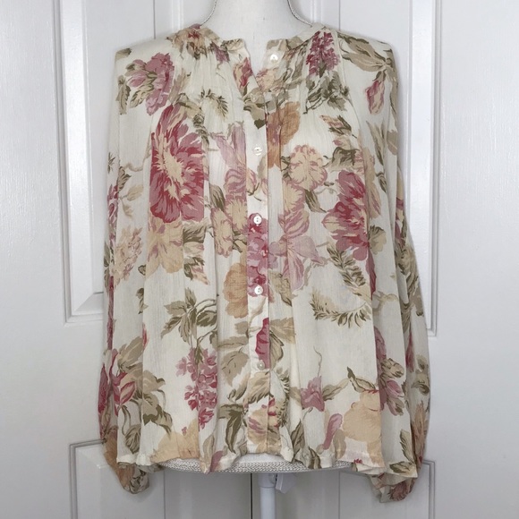 FRYE X ANTHROPOLOGIE Floral peasant blouse medium - Picture 9 of 13